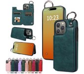 For IPhone 15 Pro Max 14 13 12 Case Higher Quality Leather Wallet Case with Card Holder Ring Shockproof Cover