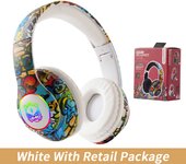 Graffiti Headphones Bluetooth 5.1 Wireless Headsets With HD MIC Surround Stereo RGB Light For Kids Girls Gift Gaming  Live Music