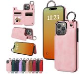 For IPhone 15 Pro Max 14 13 12 Case Higher Quality Leather Wallet Case with Card Holder Ring Shockproof Cover