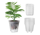 6 Inch Transparent Plastic Garden Pots Self Watering Planters, 5 Pack Plastic Nursery Plant Pots with Deep Reservior