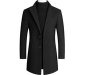 Chaqueta cortavientos de longitud media de lana para hombre de otoño e invierno chaqueta gruesa de color liso para hombre