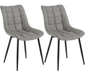 Pack de 2 Sillas de Comedor Asiento de Tela Dining Chairs Silla Diseño Silla Tapizada Estructura Metálica Sillón con Respaldo Sillas de Cocina Antracita BH247an-2