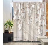 3D Emed Flower Geometry Shower Curtain Vine Leaves Butterfly European Waterproof Bathroom Art Decor Hooks Curtains