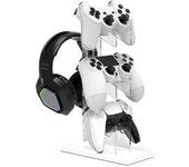 Durable Acrylic 3-Layer Controller Holder White Transparent Game Handle Display Stand Black Stability PS5