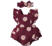 Verano recién nacido bebé niñas de 0 a 18 meses mameluco estampado de girasol sin mangas lindo mono de una pieza para niños