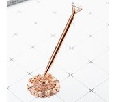 Attached Base Signing Diamond Pen Smooth Writing Wedding Decor Reception Desk Pen Antique Table Decor Metal Pen Stand Holder