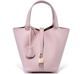 Bolso Cubo en Cuero Genuino - Elegancia Sofisticada con Detalles de Canasta para Mujer