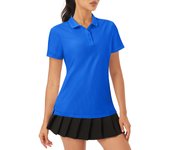 MAGCOMSEN Women's Polo Shirts Short Sleeve Golf Tennis Shirt 4-Button Sports Collared Quick Dry Textured Tops