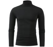 FCMM Hombres Casual Color Sólido Medio Cuello Alto Camiseta de Manga Larga Camiseta de Deporte Camisa de Fondo