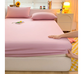 Soft Cotton Fitted Bed Sheet with Elastic Band Solid Color Mattress Cover for Single Double King Queen Bed 140/150/160/180/200