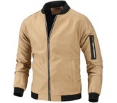 Chaqueta Bomber de Moda Casual para Hombres Material de Poliéster Cierre de Cremallera
