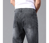 Pantalones vaqueros elásticos de algodón alto para hombres pierna recta suelta 2025 verano Slim Fit suave cómodo transpirable pantalones casuales para hombres