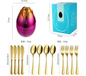 Rose Egg Steel Fork High-quality Forks and Spoons Cutlery Set with Storage Box Stainless Spoon