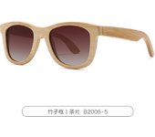 Todas las gafas de sol de bambú, gafas de sol polarizadas de madera a la moda, gafas de bambú con puente de nariz plana