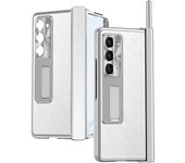 Plating Leather For Samsung Galaxy Z Fold 5 Case Pen Slots Hinge Protective Film Cover