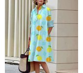 Elegant autumn shirt to fashionable loose long sleeved office women's green and red lapel dress