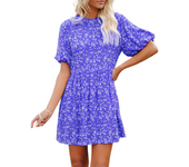 Vestido de gasa con estampado Floral para mujer, Vestido largo de verano con manga de mariposa, cintura alta