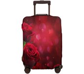 Hearts Red Roses Travel Suitcase Protector Romantic Valentine Dating Day Washable Elastic Luggage Cover With Concealed Zipper