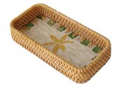 Hand Woven Splicing Shell Rattan Basket Rattan Weaving Household Rattan Shell Tray Decorative Colorful Weaving Fruit Basket