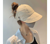 Sombrero plegable de ala ancha con cola de caballo para el sol, gorra ajustable, visera de secado rápido para verano, gorra de pescador para mujer, sombrero de playa