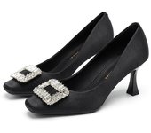 2024 new style women's shoes/sandals/high heels/stilettos/pointed toes/spring/summer/autumn/winter/banquet/wedding/work/leather/Black
