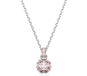 Swarosk 925 Silver Light Pink Square Crystal Pendant Necklace June Birthstone CZ Charm Necklace Jewelry Birthday Gift For Wome