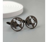 New -18 carat gold-plated stainless steel cufflinks: World map balloon design, stylish lapel pin, gift for friends