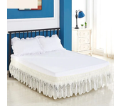 Top Selling Nice Eleagnt Jacquard Craft Stereoscopic Lace Floral Ruffles Bed Skirt With Strong Elastic Belt -15 Inch High