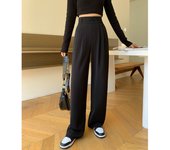 BGTEEVER Casual Loose High Waist Ladies Solid Floor-Length Suit Pants Spring Summer Pockets Stylish Women Wide Leg Trousers