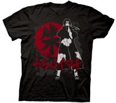 Naruto Shippuden Men's Short Sleeve T-Shirt Itachi Uchiha Akatsuki Kanji Symbol Crew Neck