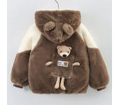 Baby Boys Fake Fur Jacket Patchwork Double-Sided Velvet Thick Hooded Coats Winter Autumn Keep Warm Outwear For 1-5 Years Kids