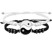 2/4 Uds Tai Chi Yin Yang Pareja pulsera Collares conjunto Collar ajustable trenza Cadena pulsera a juego Lover