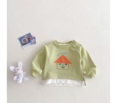 Suéter de dibujos animados para niños, nuevas dos piezas falsas para niñas de primavera, camisa con fondo adhesivo, suéter de estilo extranjero para niños
