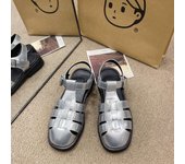 Fabric Rubber Buckle Strap Hoof Heels Low Sandals Woman Leather Low-heeled Slides Ho
