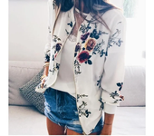 Spring Autumn Floral Print Elegant  Bomber Jacket