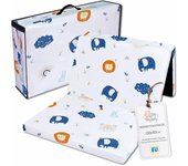 Colchon Cuna Bebe Plegable 120 x 60 cm - colchoneta Cama Infantil de Viaje colchón Transpirable y colchones de Espuma con Funda Lavable 120x60cm Safari