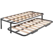 Cama Nido con 2 somieres Estructura Reforzada Doble Barra Superior + Patas, Acero, 90x190 cm