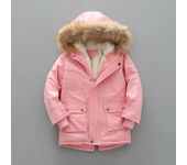 3 4 5 6 7 8 Year Winter Boys Jacket Windbreaker Keep Warm Thicken Fur Collar Girls Coat Hooded Children's Outerwear Kids Clothes