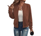 Chaqueta Bomber para mujer, abrigo Casual, cuello alto, cremallera ligera, Otoño, moda, trajes con bolsillos