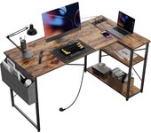 de Esquina Ordenador - 100x70 cm Mesa en Forma L, Estantes de Almacenamiento, Esquina Reversible, Gaming Escritorio Mesa Gamer Desk para Estudio Trabajo Oficina Dormitorio Hogar
