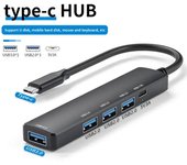 PD 100W 4K 30Hz C HUB Multi Splitter Power Adapter USB 3.0 Multiple Expander For HUAWEI Xiaomi book