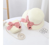 Sombrero de paja y bolso de hombro para niñas, conjunto de 2 piezas de encaje de ala ancha para padres e hijos, sombreros de Sol para vacaciones y playa, gorra de cubo al aire libre