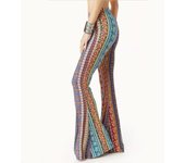 Women Stretchy Pants Flared Long Leopard Printed Vintage Boho Skinny Trousers Plus Size High Waist Elastic Spring Summer