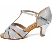 Silver Low Heel 6cm Latin Ballroom Dance Shoes Customized Heels 34-44 size