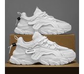 Zapatos De Deporte Para Hombre Moda Callejera Ligeros Y Cómodos Zapatillas De Gimnasio Con Cordones Blanco Plataforma Entrenadores