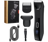 Trimmer for Men, 2-in-1 Body Hair Groomer and Groin Hair Shaver -Dual-Head Trimmer for No-Nick Shaving, Smooth Grooming, Lightweight with Travel Lock, IPX6 Waterproof, LED Display