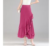 Irregular Gauze Skirt Women's Summer Medium And Long 2025 New High Draped Waist Flywheel Leaf Tail Edge Of Fish Hip Skirt