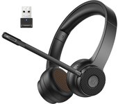 EKSA - H16 Bluetooth 5.2 Headsets, PC Wireless Headphones, AI ENC Mic, 35H Talk Time, with USB Dongle for Office/Call Center