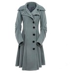 Women's Woolen Coat Hooded Slim Coat Double-breasted Long Trench Coat Autumn and Winter