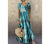 Vestido verano para mujer, moda informal, vestidos de manga corta, vestido largo femenino